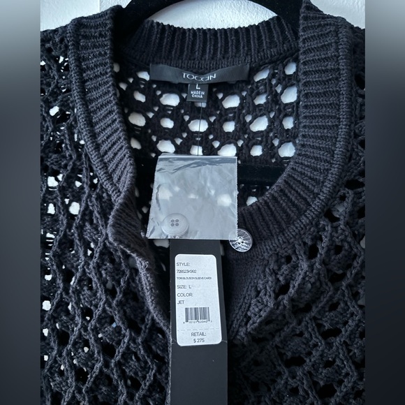 TORI CROCHET BLOUSON SLEEVE CROPPED CARDIGAN - Picture 4 of 5